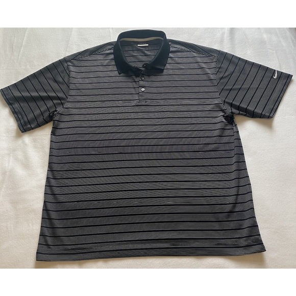 Nike Other - Nike Golf Dri-Fit Men’s XL Black Gray Striped Golf Polo Shirt